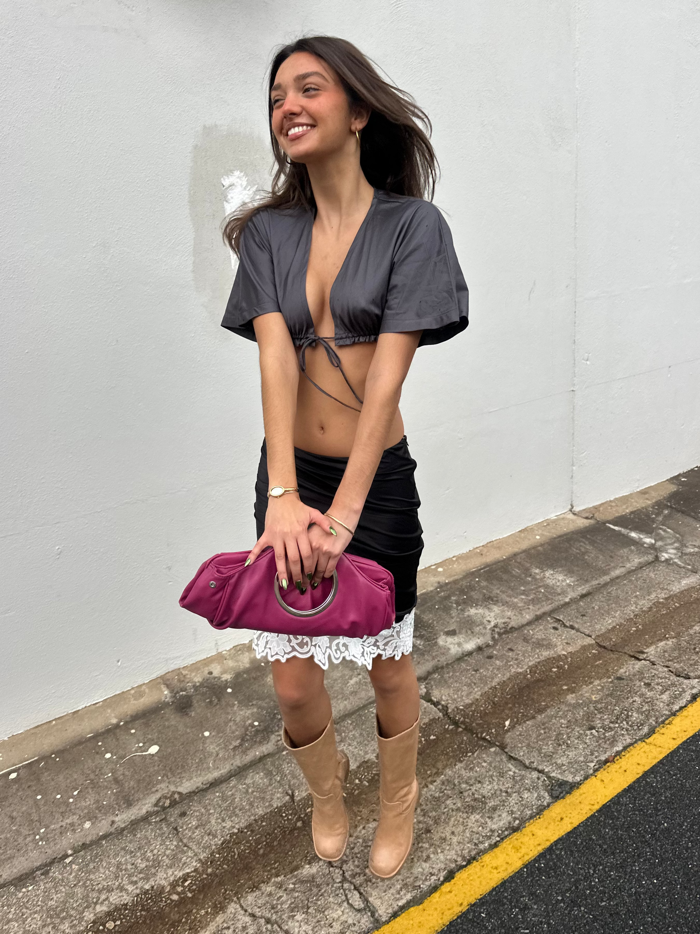 Gigi top in charcoal